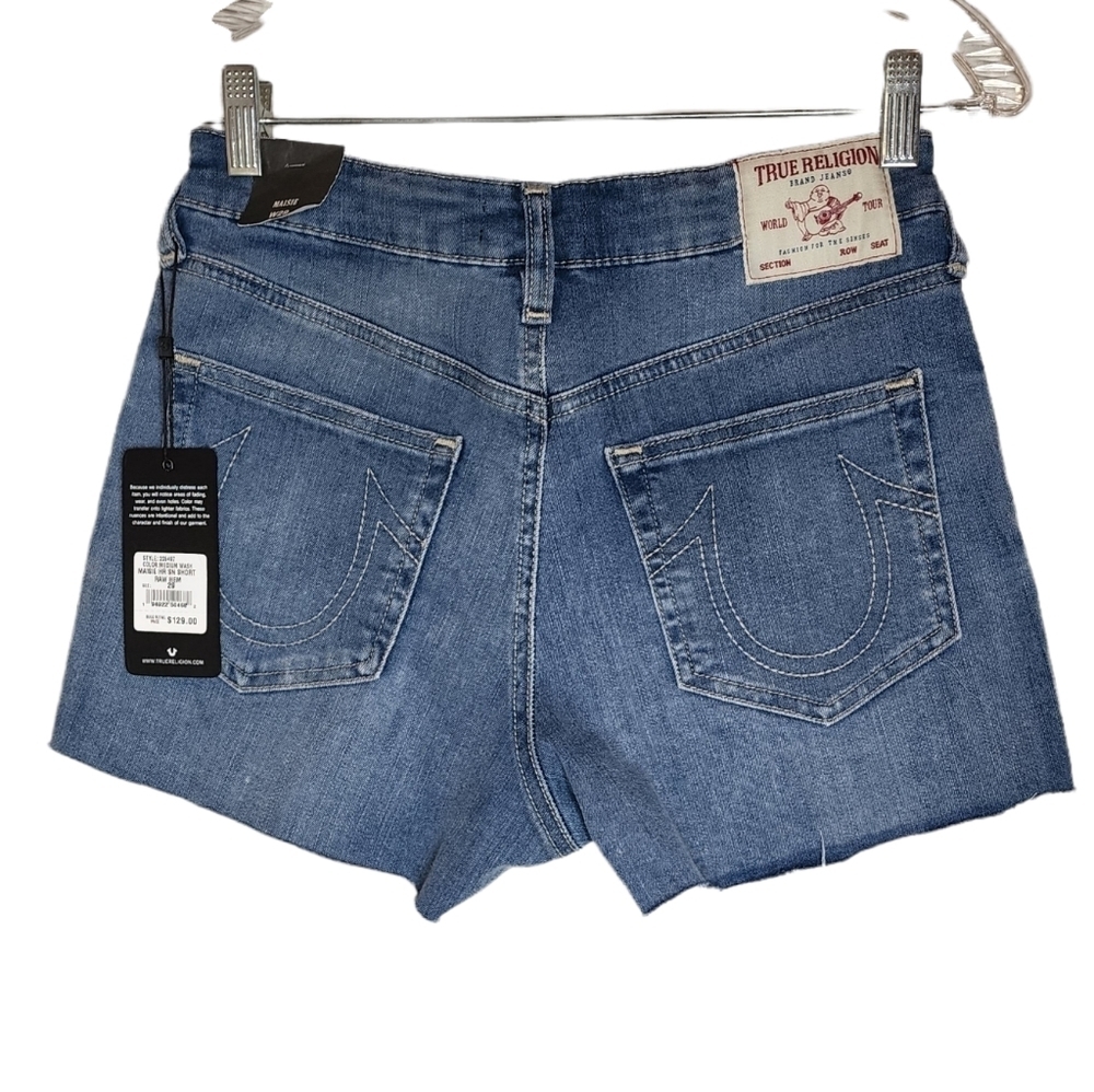 NWT TRUE RELIGION Maisie Raw Hem Denim‎ Shorts Size 29